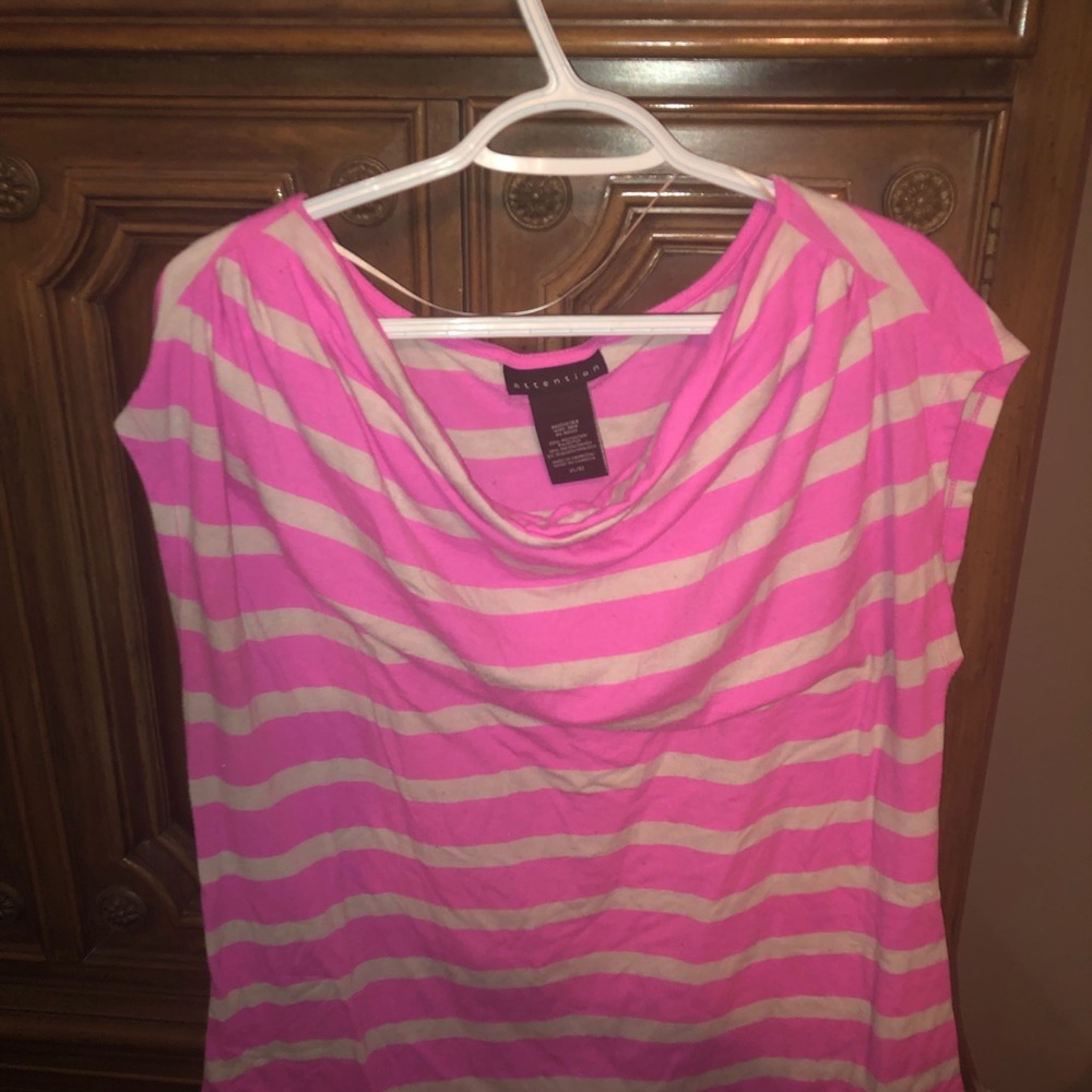 ATTENTION XL pink striped sleeveless shirt